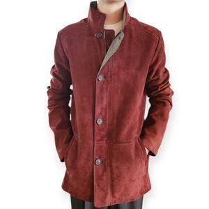 Emiliano Zapata Suede Leather Deep Burgundy Red Jacket Men Size Medium NWOT